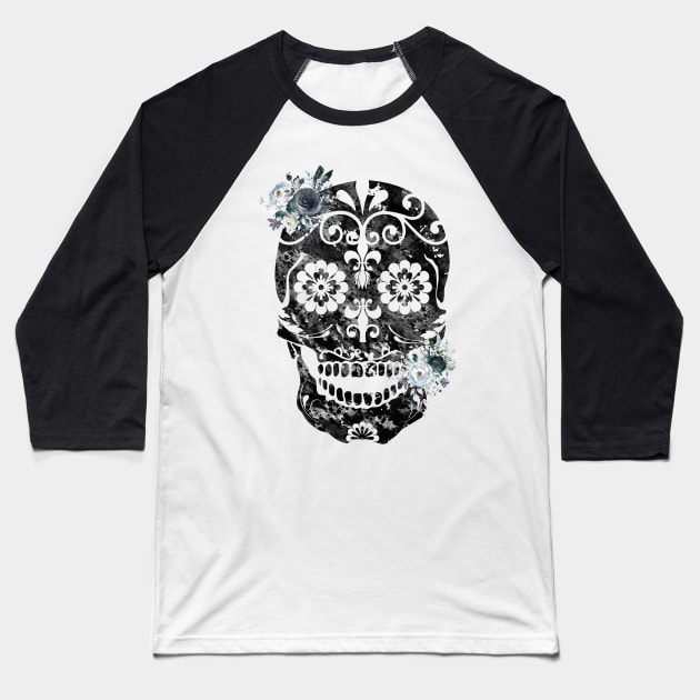 Sugar Skull Baseball T-Shirt by erzebeth